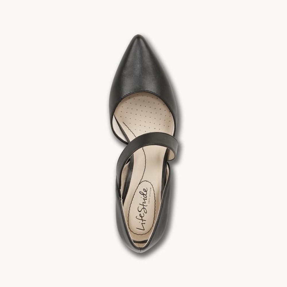 LifeStride Suki Pump Black Faux Leather Pointed Toe Asymmetrical Strap Heel 8.5W - Picture 8 of 13